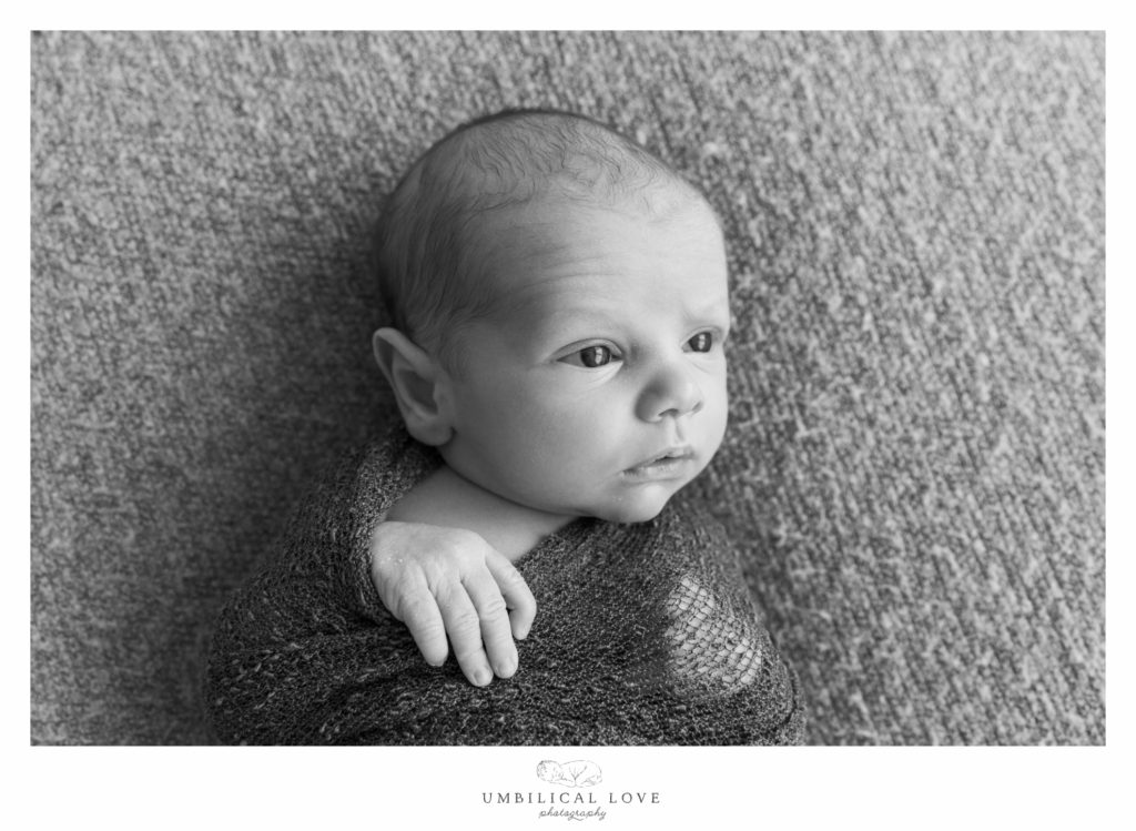 Baby in black and white