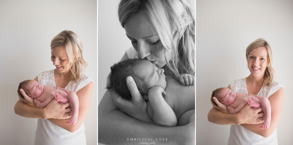 mother kissing her newborn son