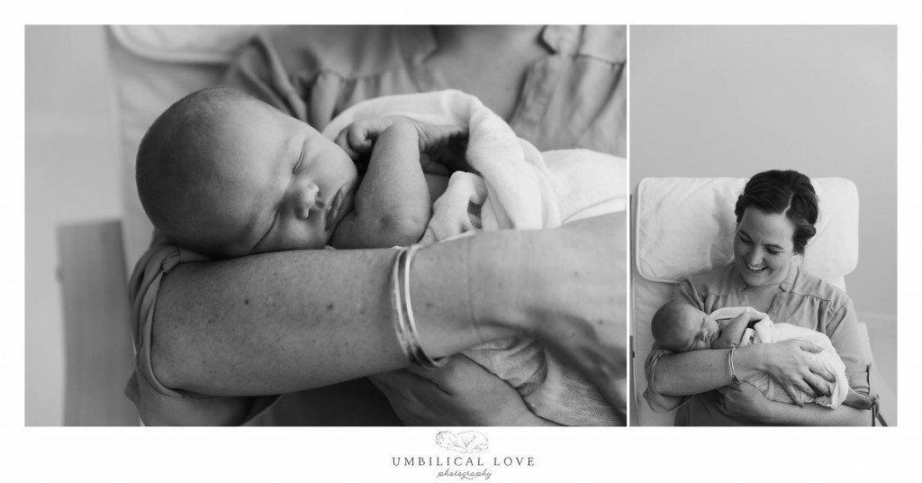 close photo of new baby face in mums arms 