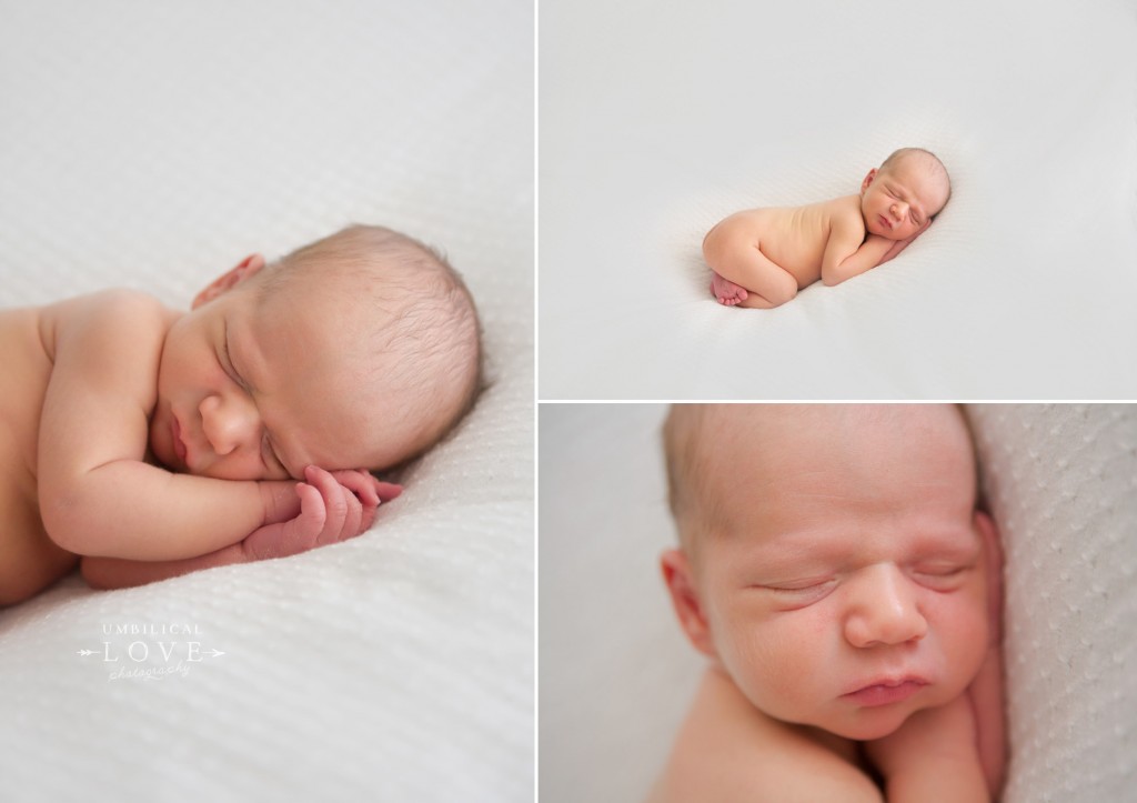 newborn sleeping on white throw