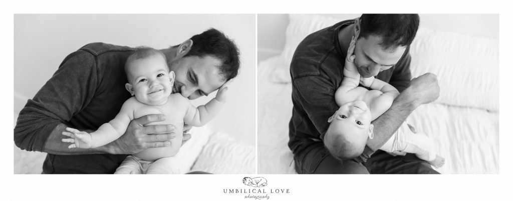 dad tickling sons tummy