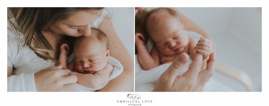 First time mum holding baby in her arms with close up of fingers