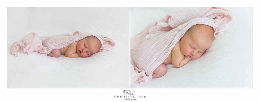 Baby sleeping with pink overlay