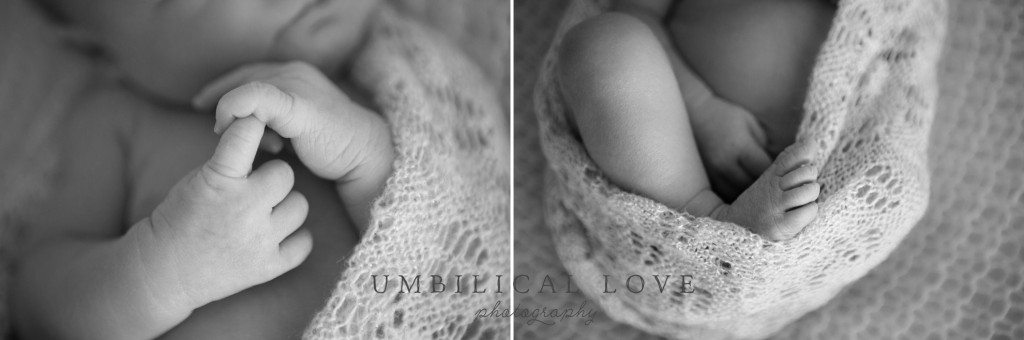 new baby wrapped hands and feet with toes poking out