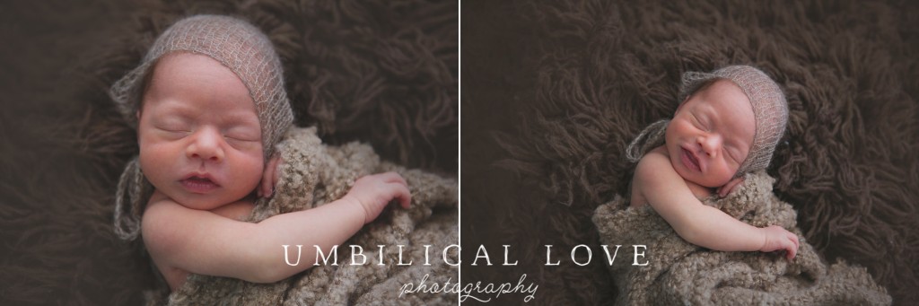 photo of a newborn wrapped in soft beige blanket