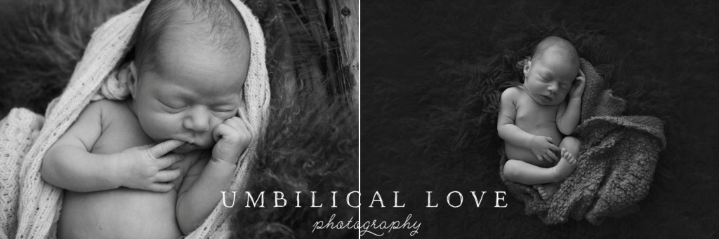 Black and white of newborn swaddled and sleeping