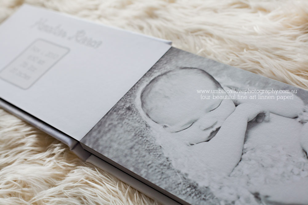 linen-paper-in-neeborn-baby-album-sunshine-coast linen paper in baby album product