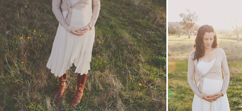 Pregnancy Portraits in a field at sunset