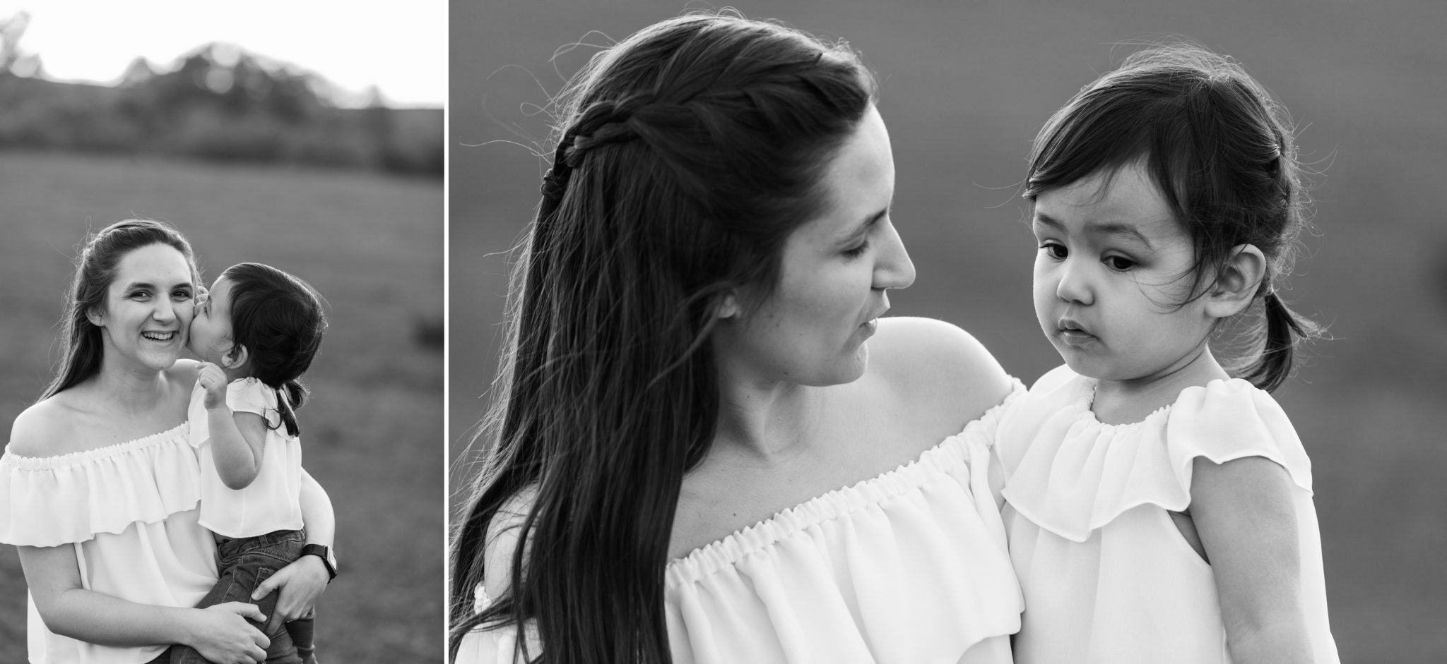Little girl kisses her mum
