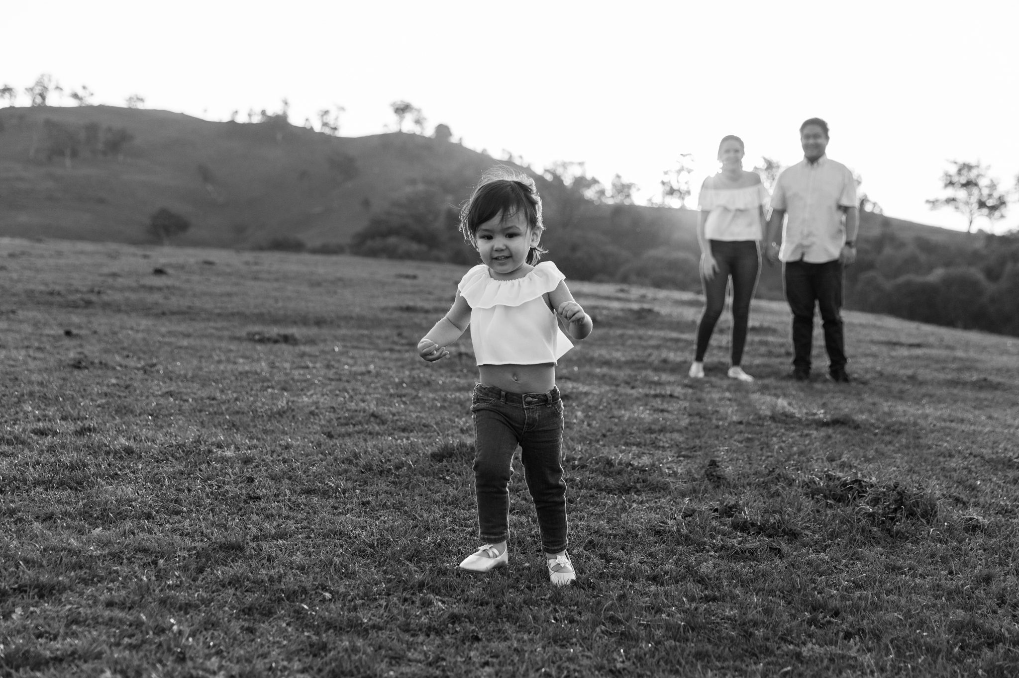 Daughter runs away from her mummy and daddy